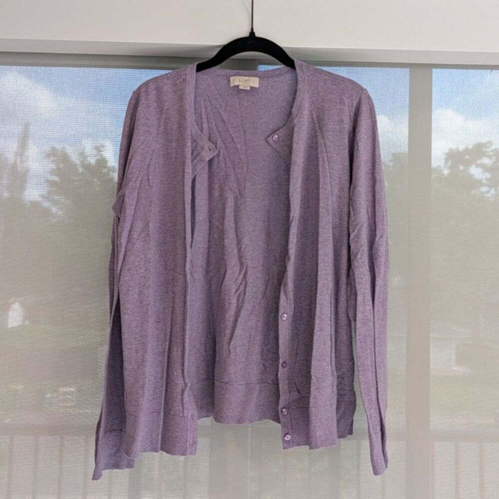 NWOT LOFT Lavender Button Up Cardigan Sweater
